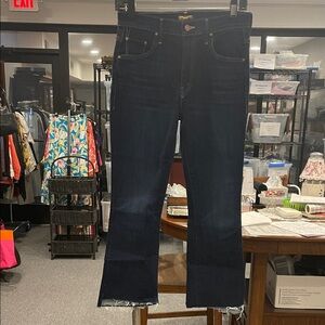 Mother The Insider Mid Rise Crop Step Fray Jeans Off Limits Wash Size 28